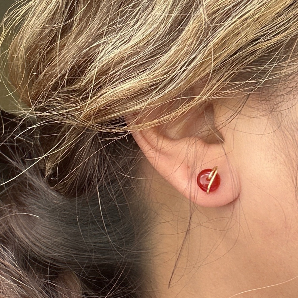 Alquimia Red untreated ruby and Gold Earrings